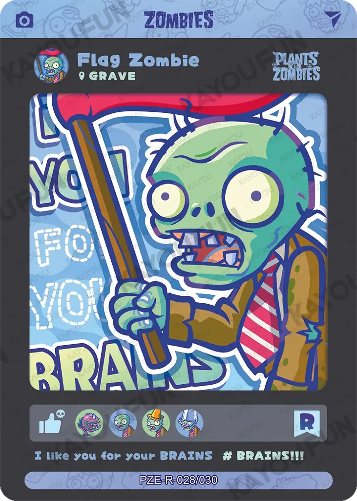 Kartu Kayou Plants vs. Zombies - Flag Zombie (R)