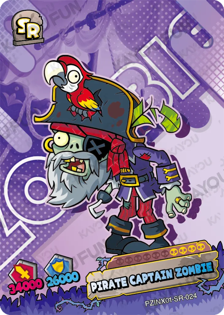 Kartu Kayou Plants vs. Zombies - Pirate Captain Zombie (SR)